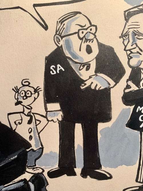 Bob Connolly - original Political Cartoon: 'SA Coloureds' Kindergarten'