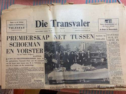 ORIGINAL HISTORIC NEWSPAPER POSTER + NEWSPAPERS : ASSASSINATION OF DR VERWOERD
