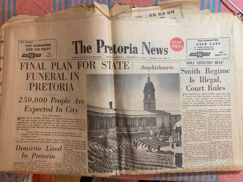 ORIGINAL HISTORIC NEWSPAPER POSTER + NEWSPAPERS : ASSASSINATION OF DR VERWOERD
