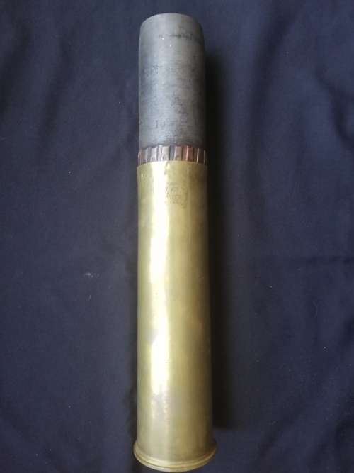WW1 13 pounder shrapnel shell and shell case, no fuze,inert.