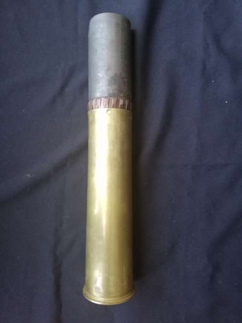 WW1 13 pounder shrapnel shell and shell case, no fuze,inert.