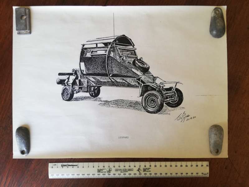 Rhodesian Army, 14 Copies of prints by Colin Eyre. `Wheels`  Vehicles of the Rhodesian Bush War.