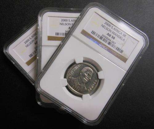 Nelson Mandela 3 x AU58 2000 Smiley's !!!!!
