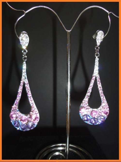Dangle Purple Rhinestone Earrings