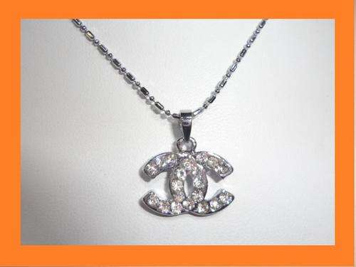 Silver Filled Engraved with Crystal Rhinestones Pendant Necklace