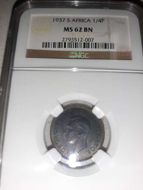 1937 S.AFRICA 1/4P MS 62 BN