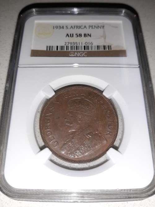 1934 S.AFRICA PENNY AU 58 BN