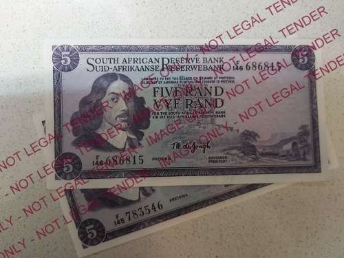 UNCIRCULATED FIVE RAND TW DE JONGH NOTE
