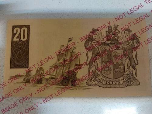 LAST OF THE SERIES TWENTY RAND NOTE T.W. DE JONGH UNC