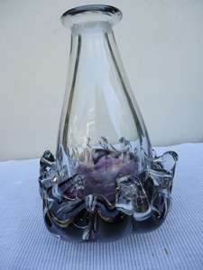 Murano Style Heavy Glass Vase Signed - BUYER COLLECT