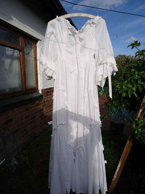 Vintage Laura Ashley Long White Gypsy Dress