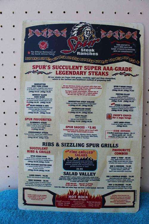 Vintage Spur Steak House Menu