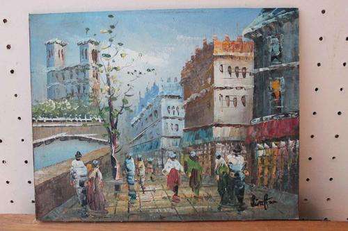 Oil Painting of Street Scene on Board 26cm x 20cm