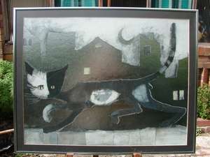 Cat with Mouse in Tummy - Rosina wachtmeister 1985 BUYER COLLECT