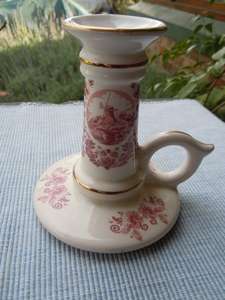Delft Pink Candlestick with 22ct Gold Rim