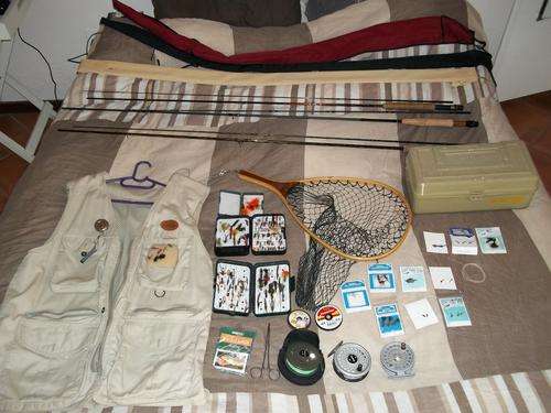 3 Full Sets Of Fly Fishing Gear , Jacket , Net and Spears
