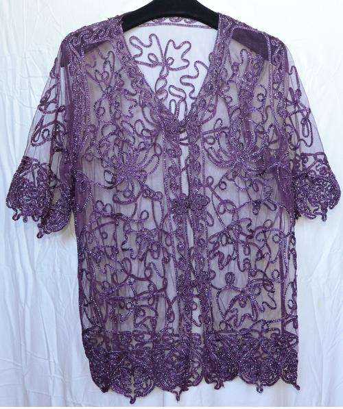 Purple Lace Evening Wear Jacket (Size M)