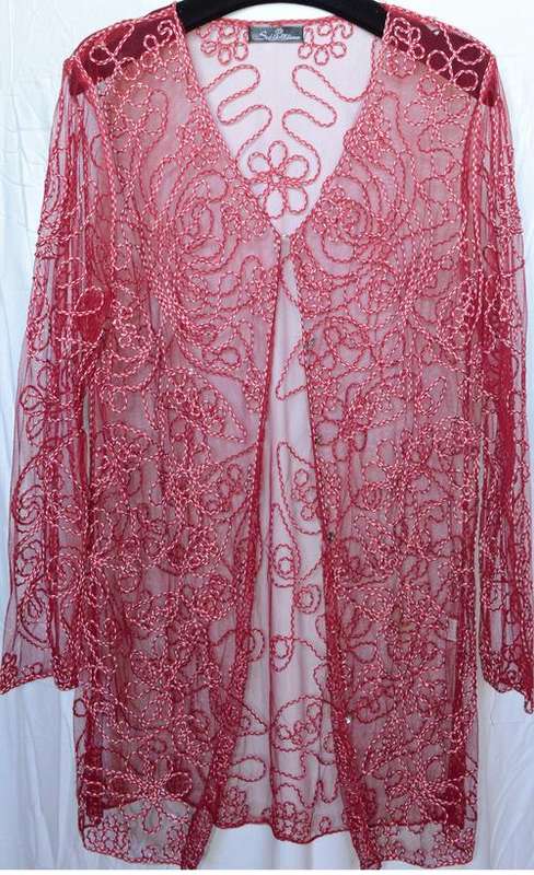 Maroon Lace Long Sleeve Jacket (Size M)