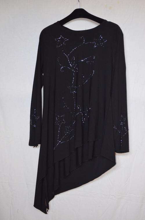 Black beaded, evening top. Size M-L