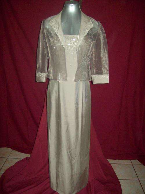 Silver 2 pce Long formal dress - Size M