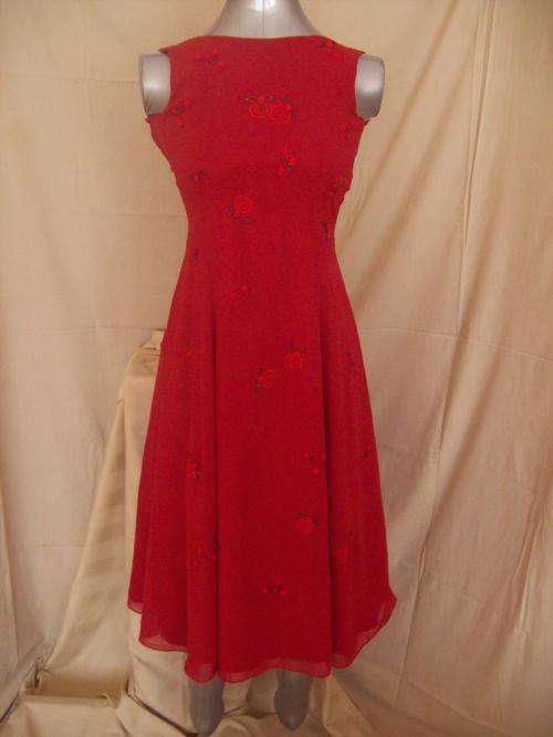 Red organza, beaded dress - Size-Child 10-12 yrs