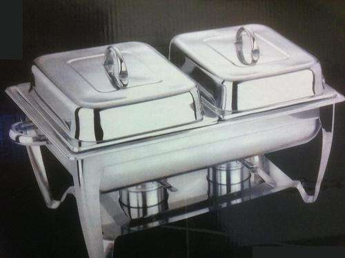 Stunning stainless steel two burners chafing dish with two lids