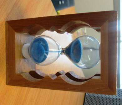 Stunning Wooden Hour Glass with pink sand