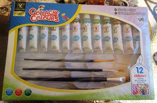 Kids Art Set - Goulache Colours:  Includes 12 colours, palette and paint brushes.