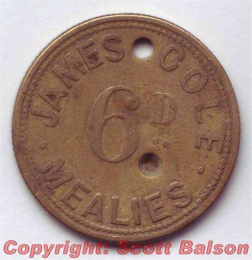 EXTREMELY RARE - James Cole brass 6d - Franklin store - South Africa