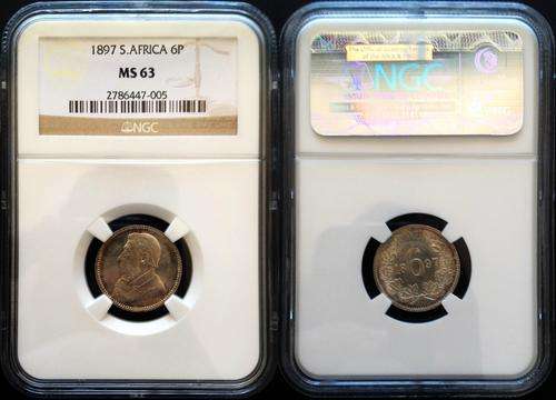 1897 ZAR Sixpence NGC MS63