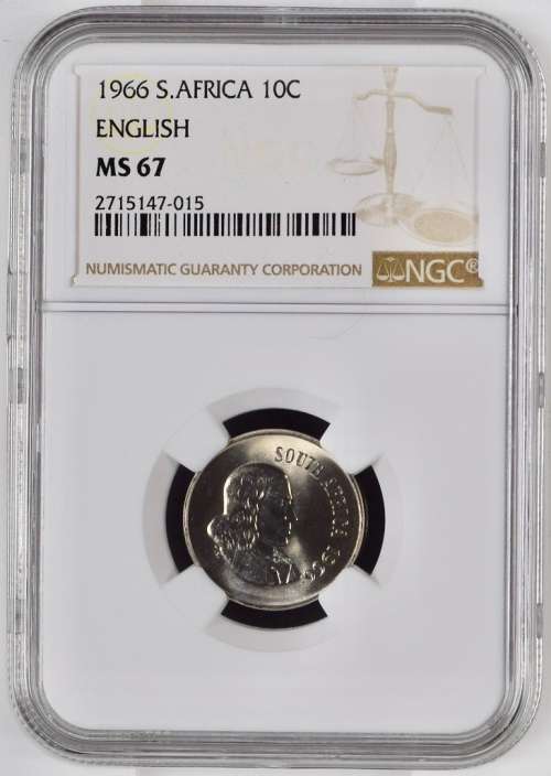 Ultra Gem | 1966 S.Africa ENG 10 Cents NGC Certified MS67 | Unbelievable Quality | Only 1 Graded