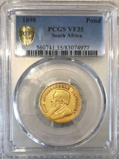 Rare ZAR Gold | 1898 ZAR Gold Pond PCGS Certified VF35 | Rare | Residual Lustre