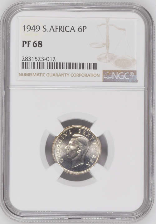 POP:1 Finest Known | 1949 S.Africa 6D NGC Certified PF68 | Flawless Gem | Rare Quality