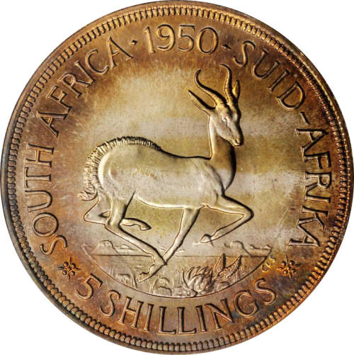 S. Africa: 1950 KGVI 5 Shillings PCGS Certified PR68