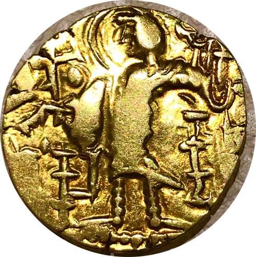 Ancient Gold Coinage | AD300-335 Kushan Empire Emperor Shaka Gold Dinar/Stater | Rare