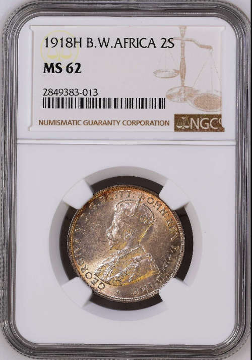 British West Africa: 1918-H Two Shillings (Florin) NGC Certified MS62