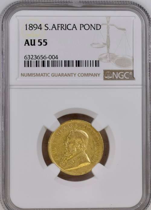 S. Africa: 1894 ZAR Gold Pond NGC Certified AU55