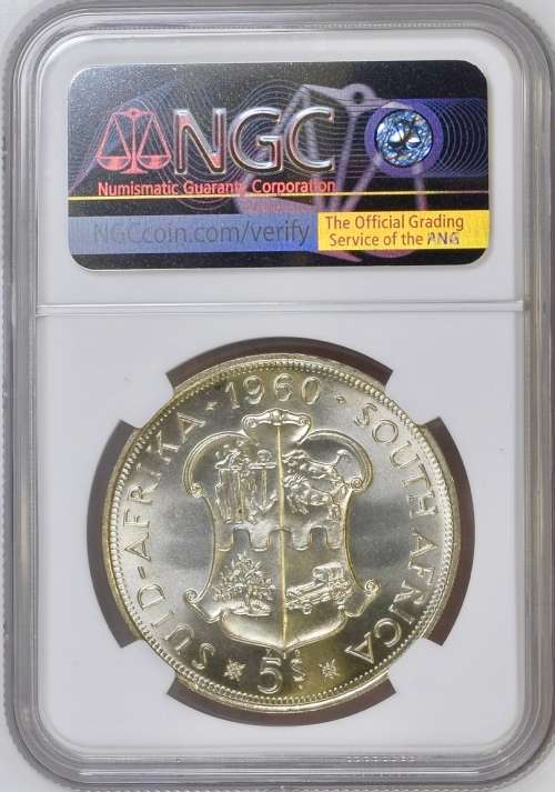 S. Africa: 1960 QEII 5 Shillings NGC Certified PL68 `Union 50th Anniversary`