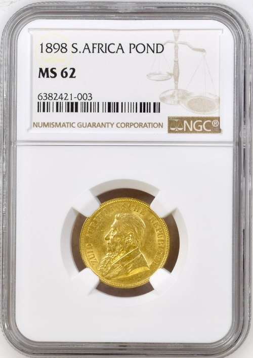S. Africa: 1898 ZAR Gold Pond NGC Certified MS62