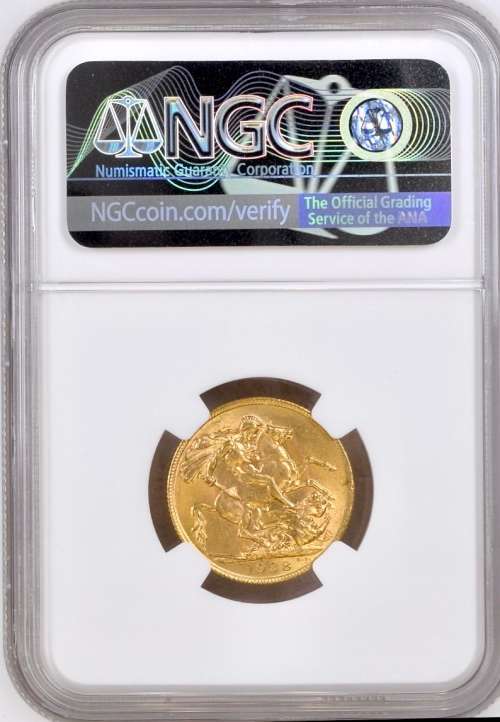 S. Africa: 1928 KGV Gold Pound/Sovereign NGC Certified MS65