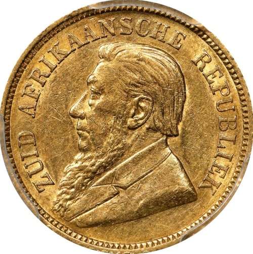 S. Africa: 1895 ZAR Gold 1/2 Pond PCGS Certified AU55