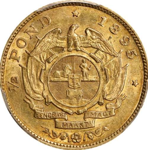 S. Africa: 1895 ZAR Gold 1/2 Pond PCGS Certified AU55