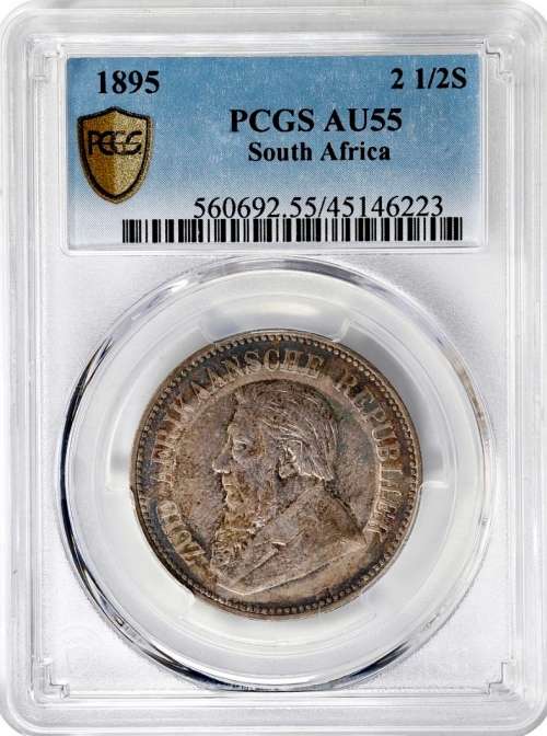 S. Africa: 1895 ZAR 2.5 Shillings (Halfcrown) PCGS Certified AU55