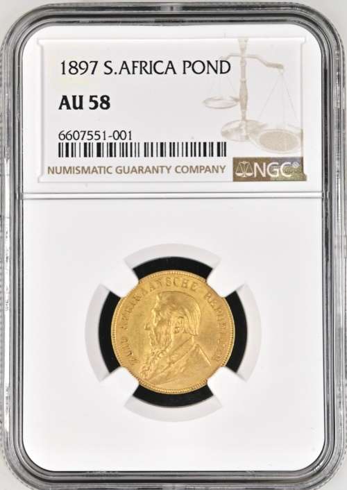 S. Africa: 1897 ZAR Gold Pond NGC Certified AU58