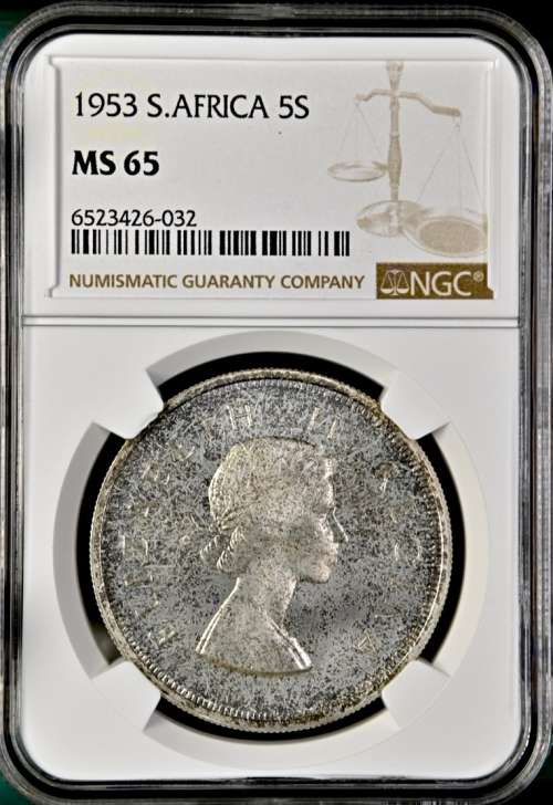 S. Africa: 1953 QEII 5 Shillings (Crown) NGC Certified MS65