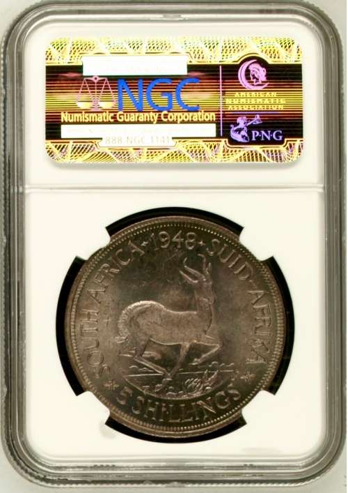 S. Africa: 1948 KGVI 5 Shillings (Crown) NGC Certified MS65