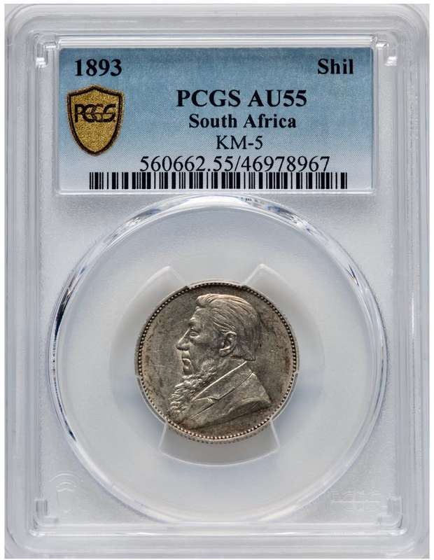 S. Africa: 1893 ZAR 1 Shilling PCGS Certified AU55