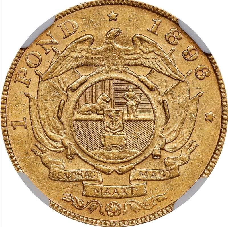 S. Africa: 1896 ZAR Gold Pond NGC Certified AU53