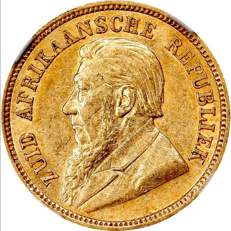 S. Africa: 1895 ZAR Gold 1/2 Pond NGC Certified AU55