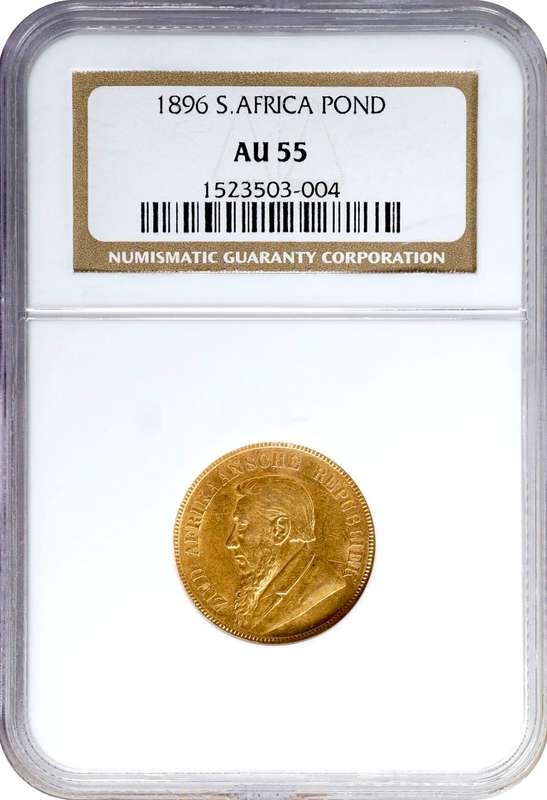 S. Africa: 1896 ZAR Gold Pond NGC Certified AU55